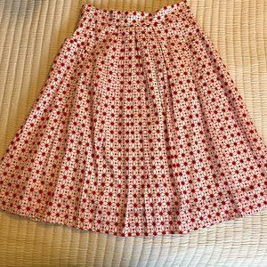 Modcloth Red and White Skirt Midi Small
